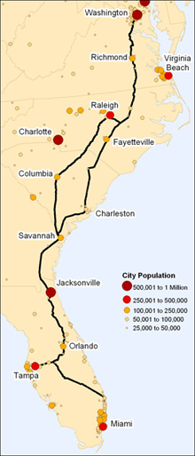 Image of Major Cities Population along SEC