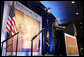 President George W. Bush addresses an audience at the Economic Club of Washington, D.C., Wednesday, Oct. 26, 2005. President Bush is the first President to address the Economic Club, which was formed in 1986. White House photo by Paul Morse