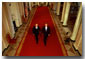 President George W. Bush and Russian President Vladimir Putin walk out to address the media at the White House Nov. 13. "This is a new day in the long history of Russian-American relations, a day of progress and a day of hope," said President Bush in his remarks. White House photo by Paul Morse.