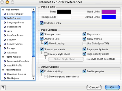 Enabling JavaScript in IE5 on a Mac