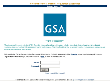 screenshot of Center for Acquisition Excellence website