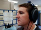 graduate student Robert Dalton listens to an MTB recording