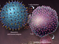 Illustration of a bioparticle (left) ready to bind antigens (yellow) from tumor cells.