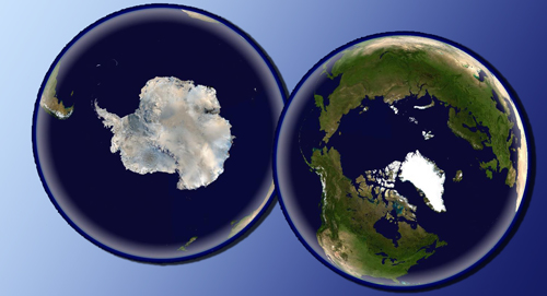 Antarctic region (left) and Arctic region (right)
