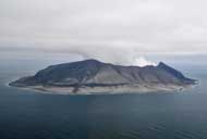 Kasatochi volcano on August 23, 2008, view from the southside - photo by Chris Waythomas, Alaska Volcano Observatory, U.S. Geological Survey