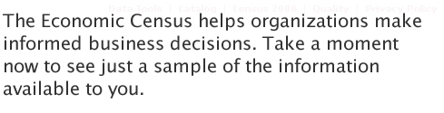 The Economic Census helps organizations make
	informed business decisions.  Take a moment now to see just a sample of the information available to you.