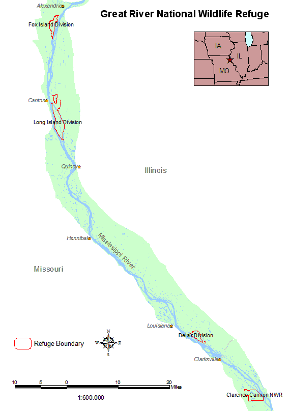 Map of the Great River NWR