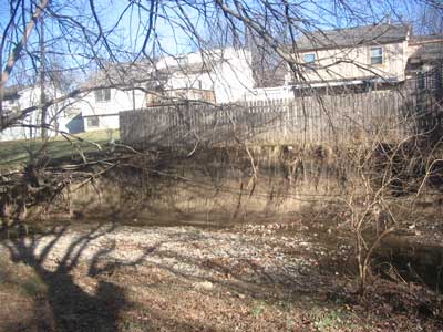 Streambank erosion, Little Mill Creek, Lenexa, KS 