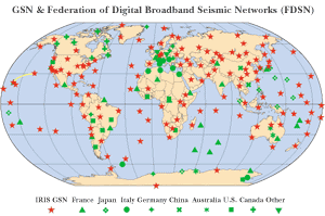 Map showing Global Seismic Network