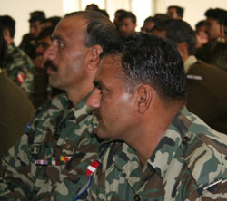 Pakistani army engineers attend a workshop on safe construction techniques in Shinkiari, in Pakistan’s North West Frontier Province.