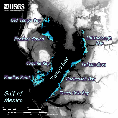 NASA EAARL Lidar coverage of Tampa Bay study sites.