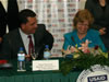 Macedonia's Finance Minister, Trajko Slaveki, and U.S. Ambassador to Moldova, Gillian Milovanovic, at the signing ceremony for a partnership agreement for the implementation of two DCA Loan Portfolio Guaranees