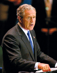 Photo of President Bush at the United Nations.