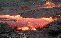 Ground-level view of advancing lava at front of breakout in Kohola arm of Mother's Day flow, Kilauea volcano, Hawai'i