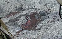 Aerial view of channeled `a`a flow at 800-foot elevtion on Pulama pali, main Mother's Day flow, Kilauea volcano, Hawai'i