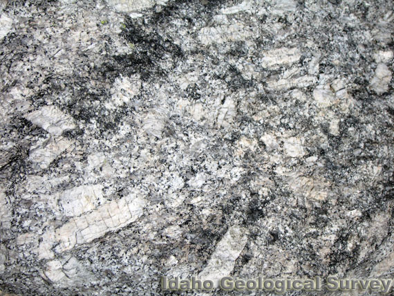 Porphyritic granitic rock of the Idaho Batholith, Selkirk Mountains, Idaho.