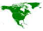 The North American continent with country borders