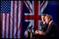 President George W. Bush appears with British Prime Minister Tony Blair at a press conference at Crawford High School in Crawford, Texas on April 6, 2002. White House Photo by Paul Morse.