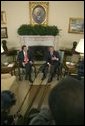 President George W. Bush and German Chancellor Gerhard Schroeder hold a joint press conference in the Oval Office Friday, Feb. 27, 2004.  White House photo by Eric Draper