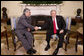 President George W. Bush and Paraguay's President Fernando Lugo shake hands Monday, Oct. 27, 2008, during their meeting with reporters in the Oval Office. White House photo by Eric Draper