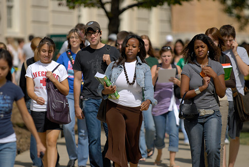 Students walking to class.