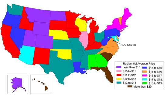 Figure 2 is a map of the United States showing, by different colors, the residential natural gas prices by State for 2007. For more information, contact the National Energy Information Center at 202-586-8800.
			  