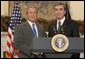 President George W. Bush announces his nomination for Secretary of Commerce, Carlos Gutierrez, in the Roosevelt Room Monday, Nov. 29, 2004.   White House photo by Paul Morse