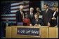 Visiting Hamilton High School in Hamilton, Ohio, Jan. 8, President George W. Bush signs into law historic, bi-partisan education legislation. On hand for the signing are Democratic Rep. George Miller of California (far left), Democratic U.S. Sen. Edward Kennedy of Massachusetts (center, left), Secretary of Education Rod Paige (center, behind President Bush), Republican Rep. John Boehner of Ohio, and Republican Sen. Judd Gregg of New Hampshire (not pictured). White House photo by Paul Morse.