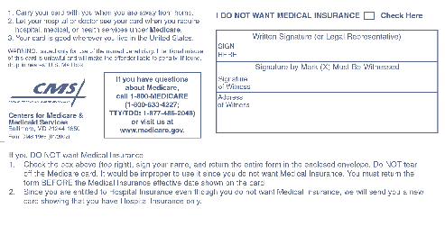 Medicare Card Back View