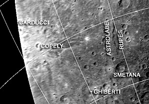 Close-up of the Copley crater on Mercury