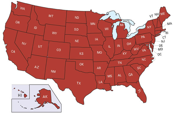 Map of the United States of America