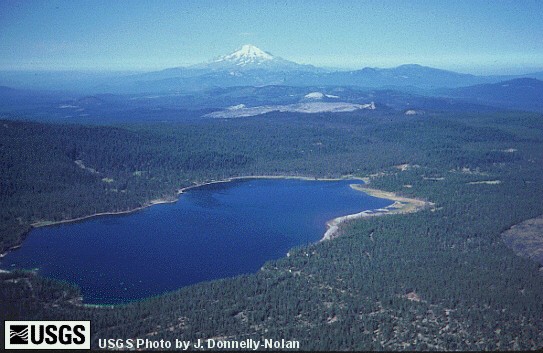 USGS Photo of Medicine Lake, with Mount Shasta on the skyline