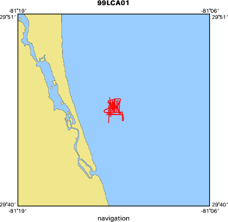 99LCA01 map of where navigation equipment operated