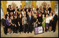 President George W. Bush poses with members of the Northwestern University Women's Lacrosse Team Wednesday, Nov. 12, 2008, during a photo opportunity with 2008 NCAA Sports Champions at the White House. White House photo by Eric Draper