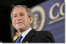 President Bush discusses his faith-based agenda during a White House Faith-Based and Community Initiatives Leadership Conference in Washington D.C., Tuesday, March 1, 2005.  White House photo by Paul Morse