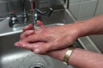 Person washing hands