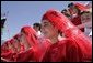 Georgian children in traditional dress join thousands of people gathered in Freedom Square to hear President Bush speak the President's in Tbilisi, Georgia, Tuesday, May 10, 2005. "As you build freedom in this country, you must know that the seeds of liberty you are planting in Georgian soil are flowering across the globe," said President Bush in his remarks. " I have come here to thank you for your courage." White House photo by Paul Morse