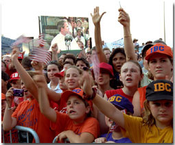 President George W. Bush speaks to a Tax Relief gathering in Florida Monday, June 4.