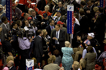 Former Sen. Bob Dole chats with the North Carolina delegation