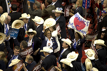 The delegates react