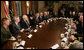 President George W. Bush addresses reporters Tuesday, Jan. 29, 2008, during a meeting in the Cabinet Room of the White House with the Joint Chiefs and Combatant Commanders. White House photo by Eric Draper