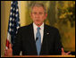 President George W. Bush speaks during joint press availability Wednesday, Jan. 9, 2008, at the Jerusalem office of Prime Minister Ehud Olmert of Israel. White House photo by Chris Greenberg