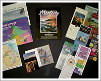 The Official Travel Guide to Monterey County PLUS a keepsake map, Monterey Wine Country map, and specialized brochures from Big Sur, Carmel Valley, 17-Mile Drive, Monterey Bay Aquarium, the National Steinbeck Center, Wild Things, Monterey Art & Culture, Monterey Movie Map