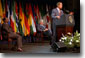 Addressing the World bank in Washington, D.C., President Bush outlines his plans to discuss the needs of developing nations with European leaders during this week's trip to Europe. White House photo by Moreen Ishikawa.