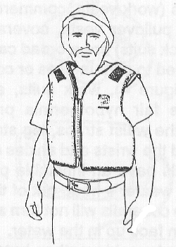 Figura 2 Chaleco PFD de Tipo III (Fuente: ASGCP [1992]. Reimpreso con permiso. Dibujo realizado por V. Culp)