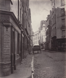 Image: Charles Marville
French, 1816 - c. 1879
Rue de la Bûcherie, 1865/1869
albumen print from collodion negative, image: 32 x 27.1 cm (12 5/8 x 10 11/16 in.)
mount: 60 x 42.5 cm (23 5/8 x 16 3/4 in.)
Anonymous Gift
2002.144.1