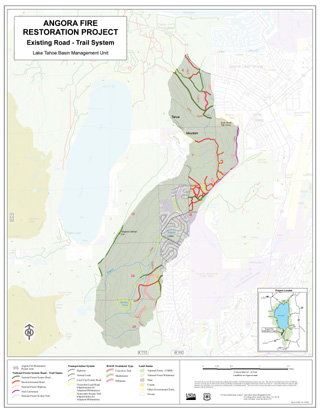 [Map]: Small map of Existing Road and Trail System. Please select this map for a larger view.