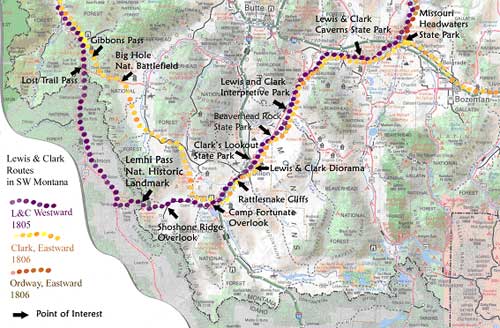 Map of the route through the pass.