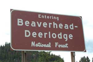 [photo] "Entering Beaverhead-Deerlodge National Forest" sign.