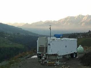 Photo of the lidar looking down the valley and accross to the mountains